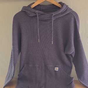 Carhartt Women's Relaxed Fit Purple Waffle Knit Hoodie Size MED